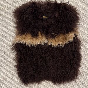 Real Mongolian fur ombré brown vest vintage